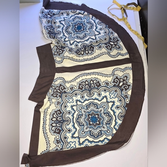 West Coast Swing Skirt. Brown/turquoise/cream.  Cotton,Medium - Picture 4 of 6